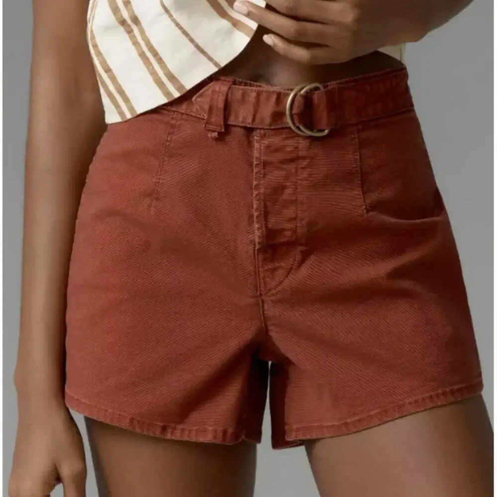 Anthropologie Pilcro Belted Camp Shorts, Cedar, 26, NWT - Picture 2 of 9
